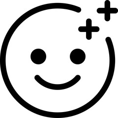 smile face add magic mask emoji thin line edit, editing icon