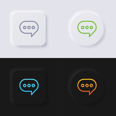 Speech bubble icon set, Multicolor neumorphism button soft UI Design for Web design, Application UI and more, Button, Vector.