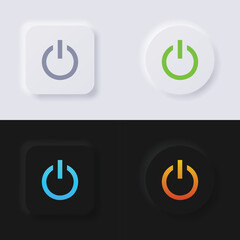 Power button icon set, Multicolor neumorphism button soft UI Design for Web design, Application UI and more, Button, Vector.