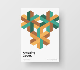 Premium mosaic hexagons company identity illustration. Original cover A4 vector design template.