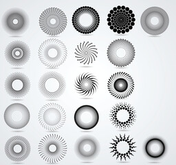 Lines in Circle Form . Spiral Vector Illustration .Technology round Logo . Design element . Abstract Geometric shape . Striped border frame for image