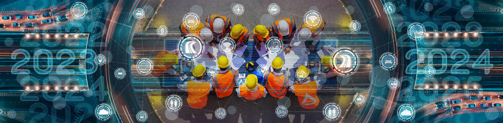Start working to welcome the new year. Business team ready and architect engineer to work, Social...