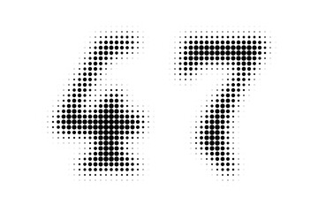 Number 47 Halftone. Pop art style. Halftone dotted backdrop. Design for web banners, wallpaper,sites vector illustration. Abstract Halftone Dotted Number.