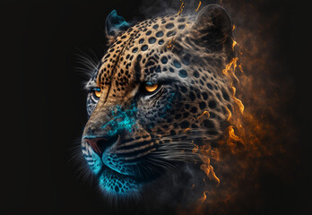 Fototapeta na wymiar Portrait of a Leopard,digital,art,illustration,art