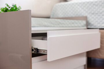 Modern MDF furniture, detail on the drawer.