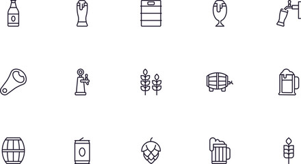 Beer concept. Collection of modern high quality beer line icons. Editable stroke. Premium linear symbol for web sites, flyers, banners, online shops and companies.