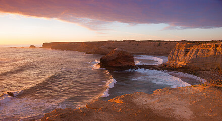 beautiful sunset scenery at rocky cliffs Costa Vicentina, west algarve portugal