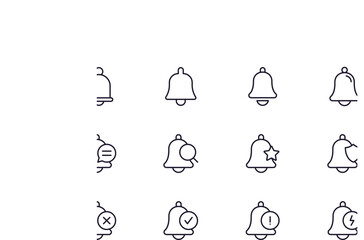 Single line icon of bell on isolated white background. High quality editable stroke for mobile apps, web design, websites, online shops etc.