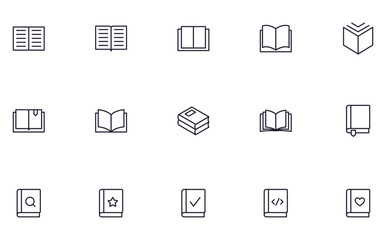 Book concept. Collection of book high quality vector outline signs for web pages, books, online stores, flyers, banners etc. Set of premium illustrations isolated on white background