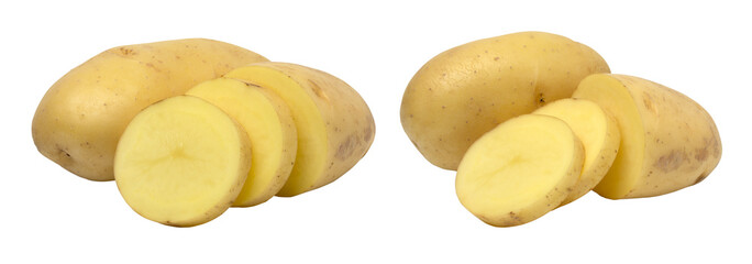 Naklejka na ściany i meble young potatoes and sliced isolated, transparent png, collection, PNG format, cut out.