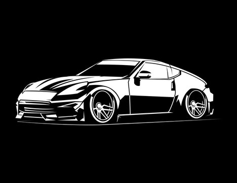 white car on black background clip art preview