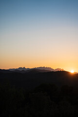 beautiful skyline sunset in Montserrat mountain, Catalonia