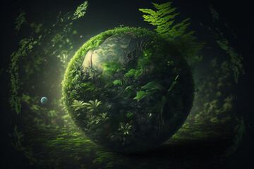 Naklejka na ściany i meble Illustration of a thriving planet Earth with a lot of greenery and foliage. 