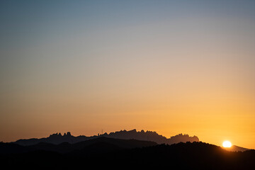 beautiful skyline sunset in Montserrat mountain, Catalonia