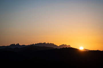 beautiful skyline sunset in Montserrat mountain, Catalonia