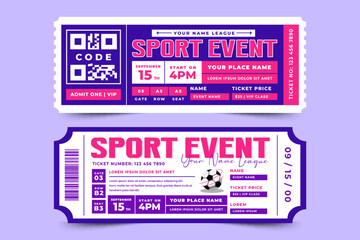 Football tournament, sport event ticket design template easy to customize