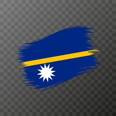 Nauru national flag. Grunge brush stroke. Vector illustration on transparent background.