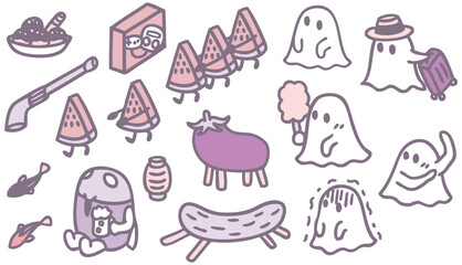 幽霊　祭りのイメージ　スイカ　８月