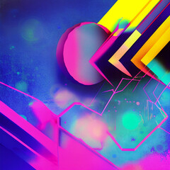 80s Abstract New-Wave Inspired Art. AI Generated.