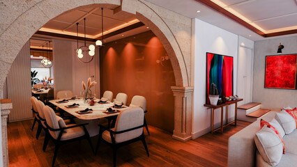 interior of restaurant, 
dining room, dining table, home interior, dining room design, modern interior, stone space, cappadocia, boutique hotel, hotel management, business