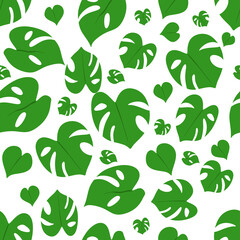 Seamless Tropical Leaves Monstera pattern on white background. background with Leaves Monstera. flat vector illustration