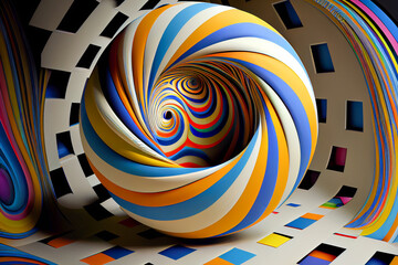 Fototapeta na wymiar Geometric optical illusion, ai illustration
