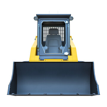 small yellow bulldozer front view.