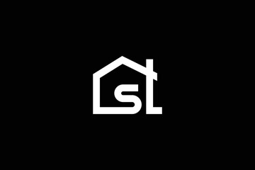 Minimal Awesome Trendy Professional Letter S L Home Logo Design Template On Black Background