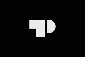 Minimal Awesome Trendy Professional Letter T P Logo Design Template On Black Background