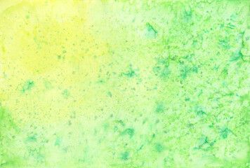 Green and yellow watercolor background or abstract watercolor paint and paper textured illustration. Spring or summer and season concept. copy space for text. Hand painted texture style.