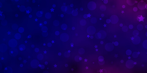 Light Blue, Red vector background with circles, stars.