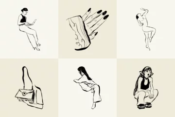 Muurstickers Modern abstract women. Minimalism concept. Female body, fashion. Matisse style. . Contemporary silhouette of woman. Hand drawn trendy vector posters, illustrations for print. © KozyPlace