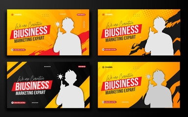 Corporate business YouTube video thumbnail collection for workshop promotion Modern thumbnail and web banner template