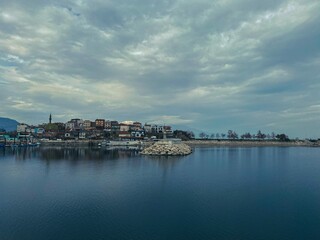 Obraz premium touristic lakeside town with view
