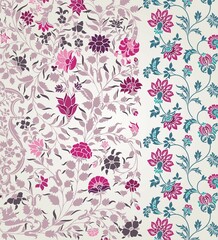 wedding card design, traditional paisley floral pattern , royal India	