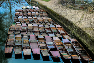 Oxford wooden parked boats