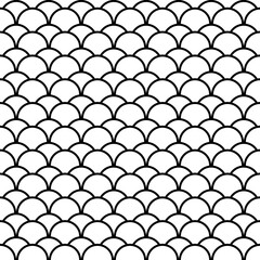 Fish scale seamless pattern. Traditional chinese sea wave ornament.