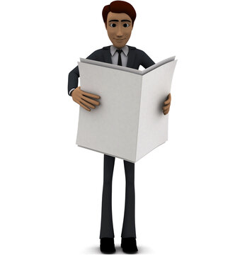 3d Man Reading Paper Concept