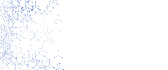 Abstract molecule, moleculer, or particles in triangle pattern shape, background design. Suitable for background, backdrop, science, banner.