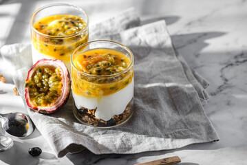 dessert with yogurt and passion fruit