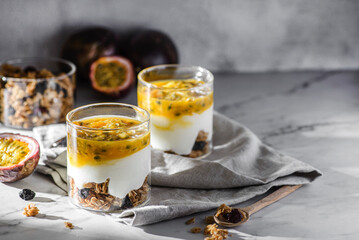 dessert with yogurt and passion fruit