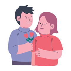 lovers couple with roses