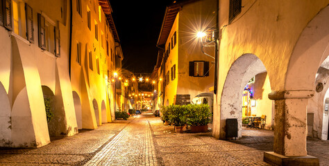 Egna in South Tyrol (Neumarkt): the famous old town during the Christmas festivity, Bolzano province, northern Italy, Europe- december 22, 2022