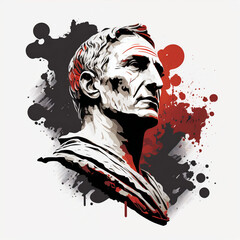 Julius Caesar side portrait in a modern style - obrazy, fototapety, plakaty
