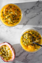 dessert with yogurt and passion fruit