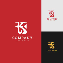 T K Logo Letter Mark Combination retro style with red color
