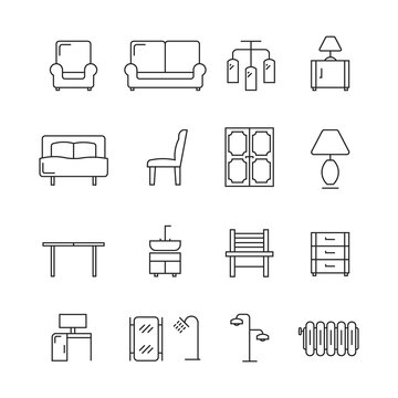 Vector Set of Furniture Vector Line Icons