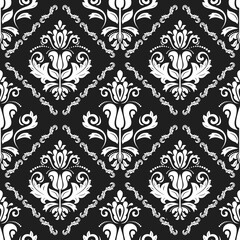 Orient black and white classic pattern. Seamless abstract background with vintage elements. Orient dark background. Ornament for wallpaper and packaging