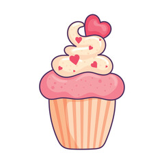 hearts in sweet cupcake