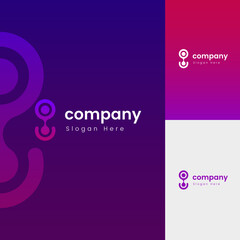 Logo Symbol Connection Liquid Button Abstract Style with Pink Purple Color